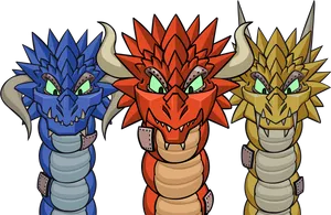 Colorful Cartoon Hydra Heads PNG image