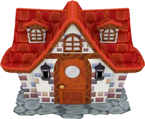 Colorful Cartoon Mansion Front View PNG image