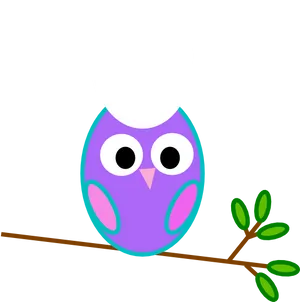 Colorful Cartoon Owlon Branch PNG image