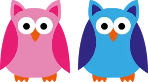 Colorful Cartoon Owls Illustration PNG image