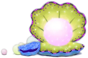Colorful Cartoon Oysterwith Pearl PNG image