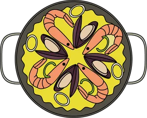 Colorful Cartoon Paella Dish PNG