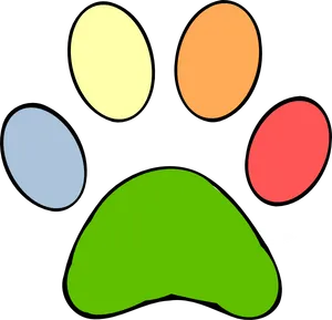 Colorful Cartoon Paw Print PNG image