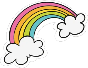 Colorful Cartoon Rainbowand Clouds PNG image