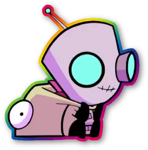 Colorful Cartoon Robot Sticker PNG image