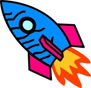 Colorful Cartoon Rocket Illustration PNG image