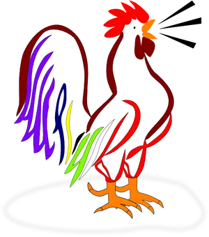 Colorful Cartoon Rooster Illustration PNG image