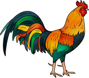 Colorful Cartoon Rooster Illustration PNG image