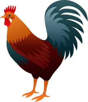 Colorful Cartoon Rooster Illustration PNG image