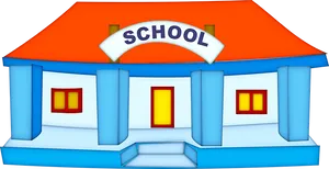 Colorful Cartoon School Building PNG image
