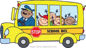 Colorful Cartoon School Buswith Children PNG image
