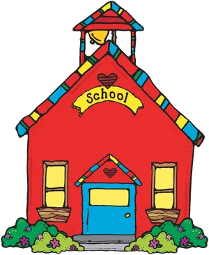 Colorful Cartoon Schoolhouse PNG image