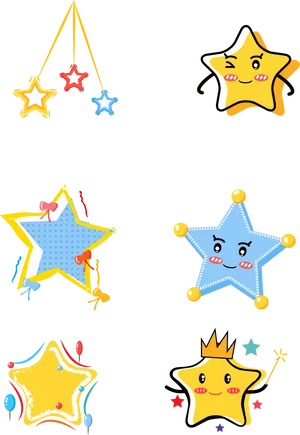 Colorful Cartoon Star Characters PNG