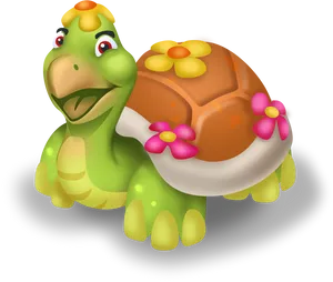 Colorful Cartoon Tortoise PNG image