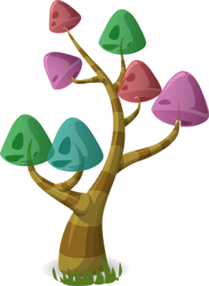 Colorful Cartoon Tree Illustration PNG image