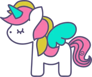 Colorful Cartoon Unicorn Graphic PNG image