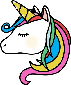 Colorful Cartoon Unicorn Head PNG image