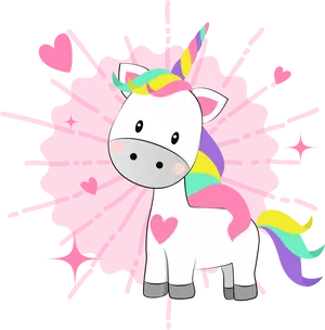 Colorful Cartoon Unicorn PNG image