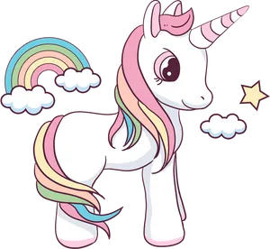 Colorful Cartoon Unicorn PNG image