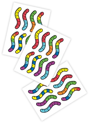 Colorful Cartoon Worms Playing Cards PNG image