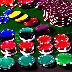 Colorful Casino Chipson Green Felt PNG image