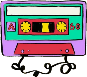 Colorful Cassette Tape Drawing PNG image