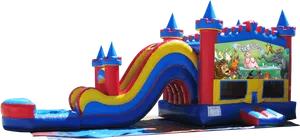 Colorful Castle Bounce Housewith Slide PNG image