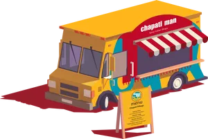 Colorful Chapati Man Food Truck Illustration PNG