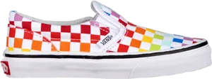 Colorful Checkerboard Vans Slip On PNG image