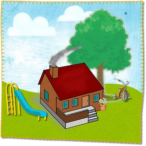 Colorful Childlike House Illustration