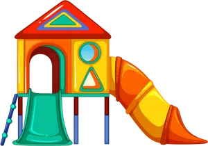 Colorful Childrens Playhouse With Slide PNG image