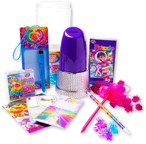 Colorful Childrens Stationery Collection PNG image