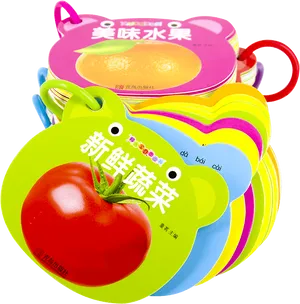 Colorful_ Chinese_ Fruit_ Flashcards PNG image