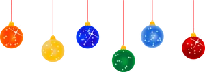 Colorful Christmas Baubleson Black Background