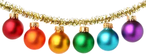 Colorful Christmas Baubleswith Golden Tinsel