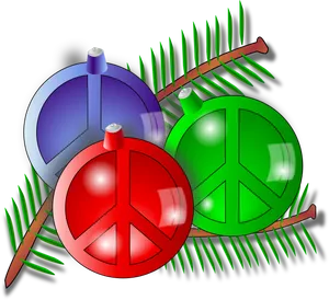 Colorful Christmas Peace Ornaments PNG image
