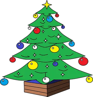 Colorful Christmas Tree Cartoon