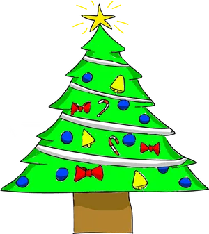 Colorful Christmas Tree Cartoon PNG