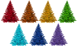Colorful Christmas Trees Variety PNG image