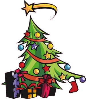 Colorful Christmas Treewith Gifts PNG