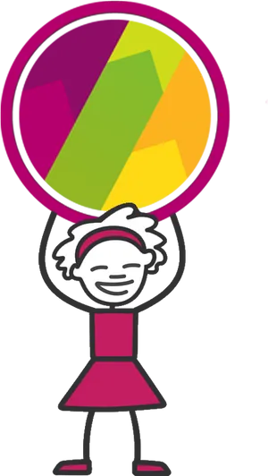 Colorful Circle Heldby Cartoon Figure PNG image