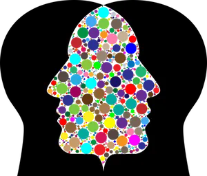 Colorful Circle Mosaic Profile Silhouette