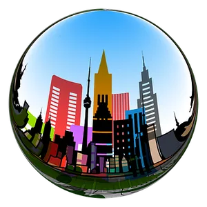 Colorful Cityscape Fisheye View PNG image