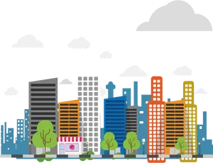 Colorful Cityscape Illustration PNG