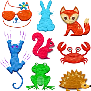 Colorful Clay Animal Collage PNG image