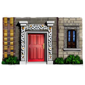 Colorful Closed Door Illustration PNG 40