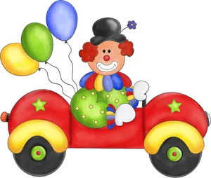 Colorful Clown Car Cartoon