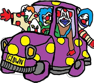 Colorful Clown Car Cartoon PNG image