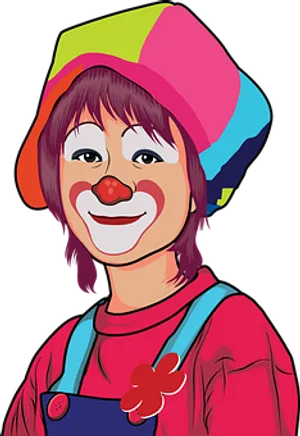 Colorful Clown Cartoon Portrait