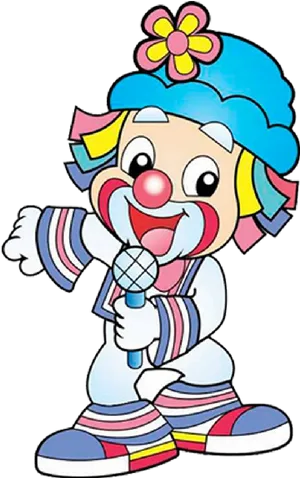 Colorful Clown Cartoonwith Microphone PNG